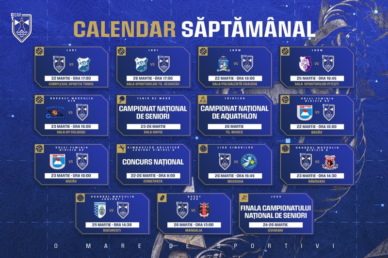 Programul sportivilor CSM Constanța pentru perioada următoare