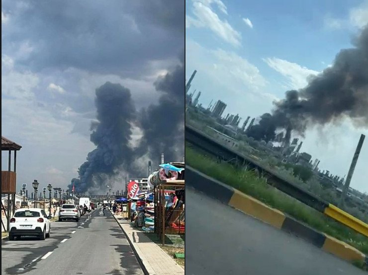 Incendiu de proporții la Rafinăria Petromidia din Năvodari: A fost activat Planul Roșu de Intervenție