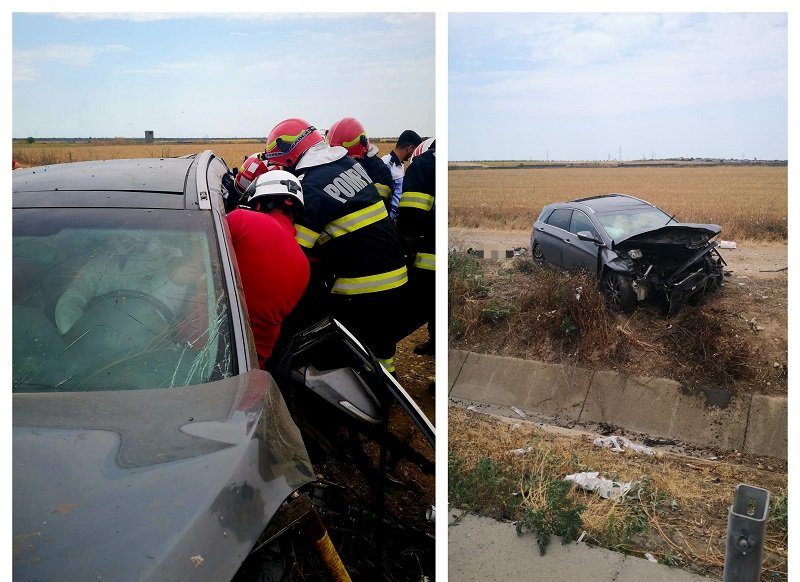 Intervenție dramatică pe autostrada A4: Mai multe persoane au rămas încarcerate în urma unui accident / A intervenit elicopterul SMURD