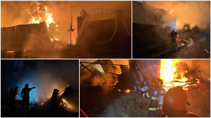 (FOTO/VIDEO) Incendiu violent la o magazie din Tulcea, cu pericol de propagare la un bloc de 10 etaje – 16 apartamente au fost afectate