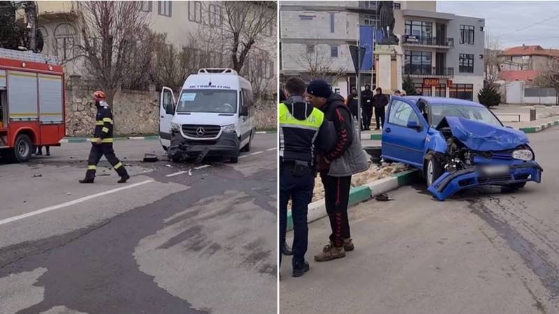 UPDATE. (FOTO/VIDEO) Planul Roșu de Intervenție, activat la Techirghiol în urma unui accident între o mașină și un microbuz în care se aflau și copii – un adult și patru minori au ajuns la spital