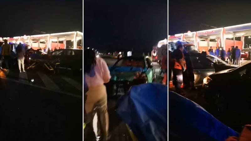 (FOTO) Accident între trei mașini la intrarea în Mangalia: două persoane au ajuns la spital