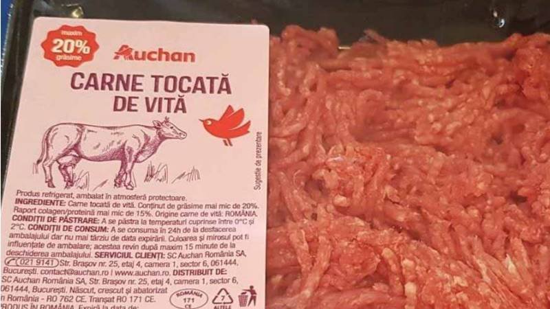 Sortiment de carne tocată, rechemat de magazinele Auchan din cauza suspiciunii privind contaminarea cu un corp străin – a fost comercializat și la Constanța