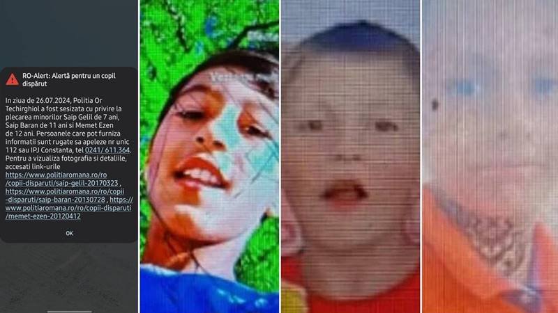 Un nou mesaj Ro-Alert în cazul copiilor din Mereni, dispăruți de acasă: autoritățile îi caută în toate stațiunile de pe litoral