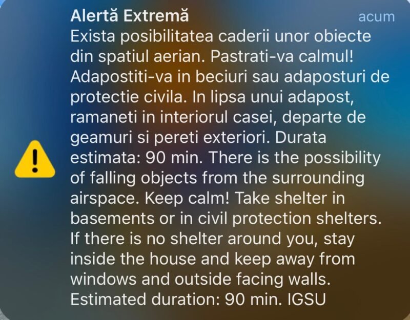 TULCEA. MApN a identificat drone care se apropiau de teritoriul naţional – a fost trimis mesaj RO-Alert privind posibilitatea căderii unor obiecte