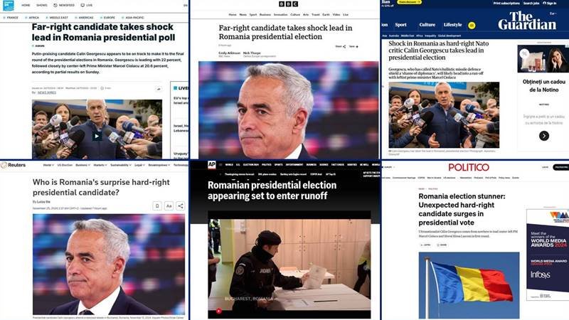Victoria lui Călin Georgescu, discutată în presa străină. AP: Un populist de extremă dreapta surprinde la scrutinul din România / BBC: Cea mai mare surpriză / The Guardian: Șoc în România