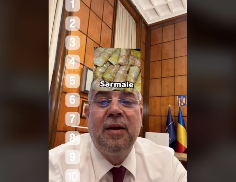 Ciolacu şi activitatea politică. S-a filmat în biroul său de la Palatul Victoria cu „sarmalele-n cap”