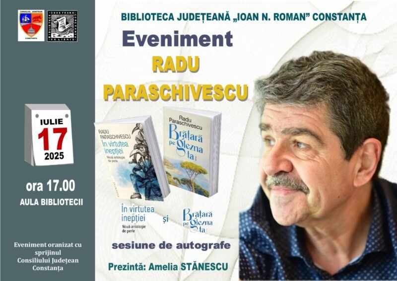 Unul dintre cei mai citiți autori români contemporani lansează două cărți la Biblioteca Județeană Constanța