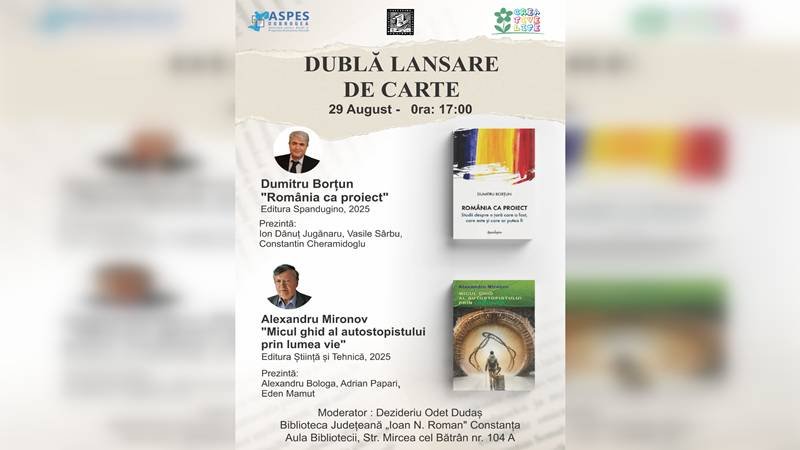 Dublă lansare de carte la Biblioteca Județeană Constanța: intrarea este liberă
