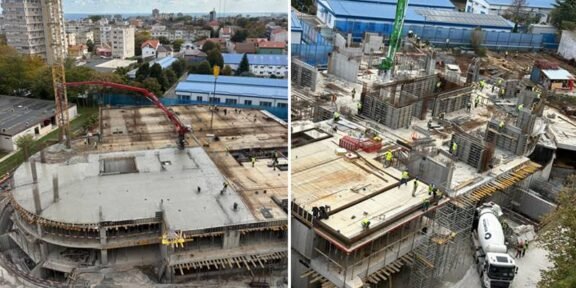 (FOTO) CONSTANȚA. Lucrările la noul Spital pentru Sănătatea Mamei și Copilului avansează: planșeul peste parter, finalizat