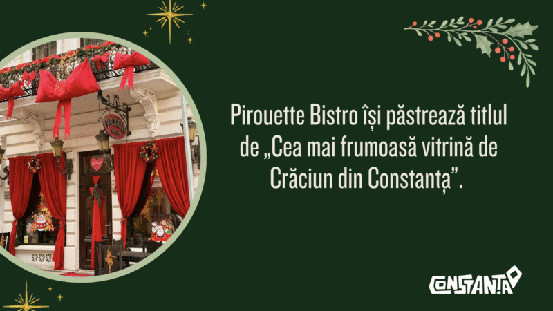 Pirouette Bistro își păstrează titlul de „Cea mai frumoasă vitrină de Crăciun din Constanța”. A doua ediție a competiției OMD Mamaia – Constanța confirmă succesul unui proiect în plină creștere