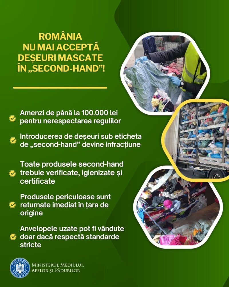 România înăsprește regulile pentru importurile second-hand. Deșeurile mascate devin infracțiune