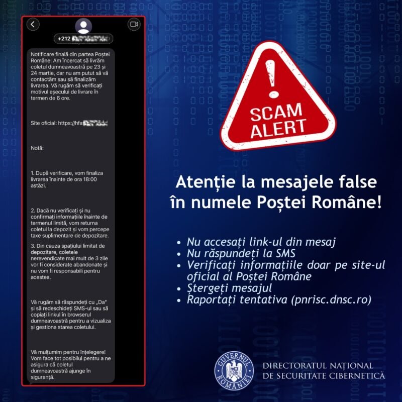 Atenție, constănțeni! Noi tentative de fraudă prin SMS folosind identitatea Poștei Române