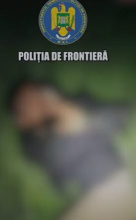 Poster for the Border Police with the official emblem and the text 'Politia de Frontiera' at the top; a blurred figure in the background.