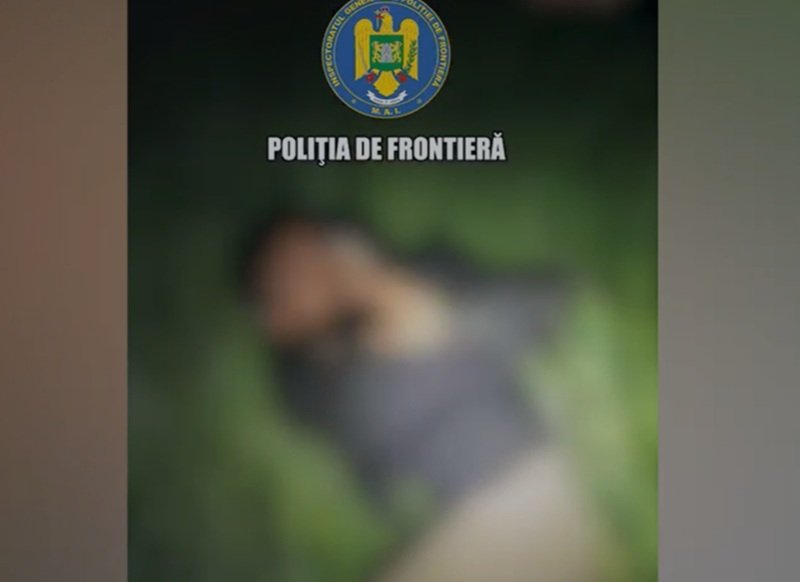 Poster for the Border Police with the official emblem and the text 'Politia de Frontiera' at the top; a blurred figure in the background.