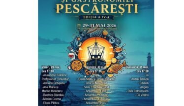 Poster pentru Festivalul Tradițiilor și Gastronomiei Pescărești, ediția a IV-a, 29–31 mai 2026, cu programul pe zile.