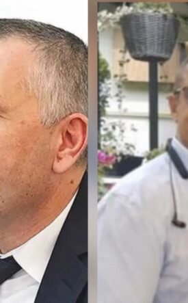 Two men shown side by side: on the left a middle-aged man in a suit, on the right a man in a light shirt with glasses outdoors.