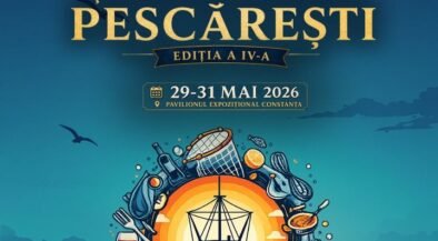 Poster for Festivalul tradițiilor și gastronomiei pescărești, Constanța, May 29–31, 2026, featuring a boat surrounded by seafood imagery.