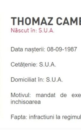 Mugshot photo of a man with dreadlocks beside a Romanian arrest record showing birth date 08-09-1987 and charges