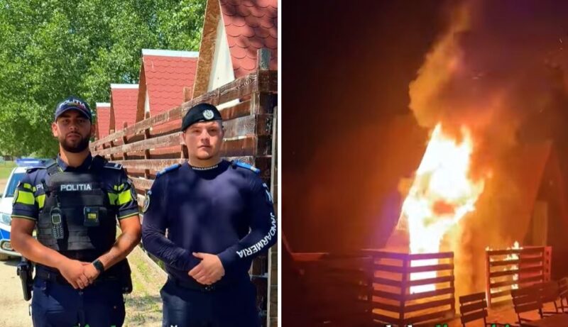 VIDEO Un polițist și un jandarm au prevenit o tragedie în Mamaia Nord. Opt butelii cu gaz, la un pas de explozie