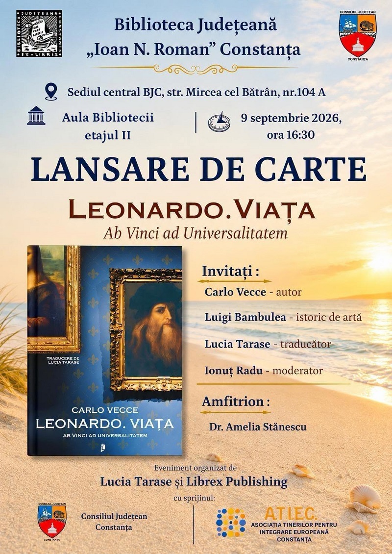 Carlo Vecce, autorul biografiei dedicate lui Leonardo da Vinci, vine la Constanța