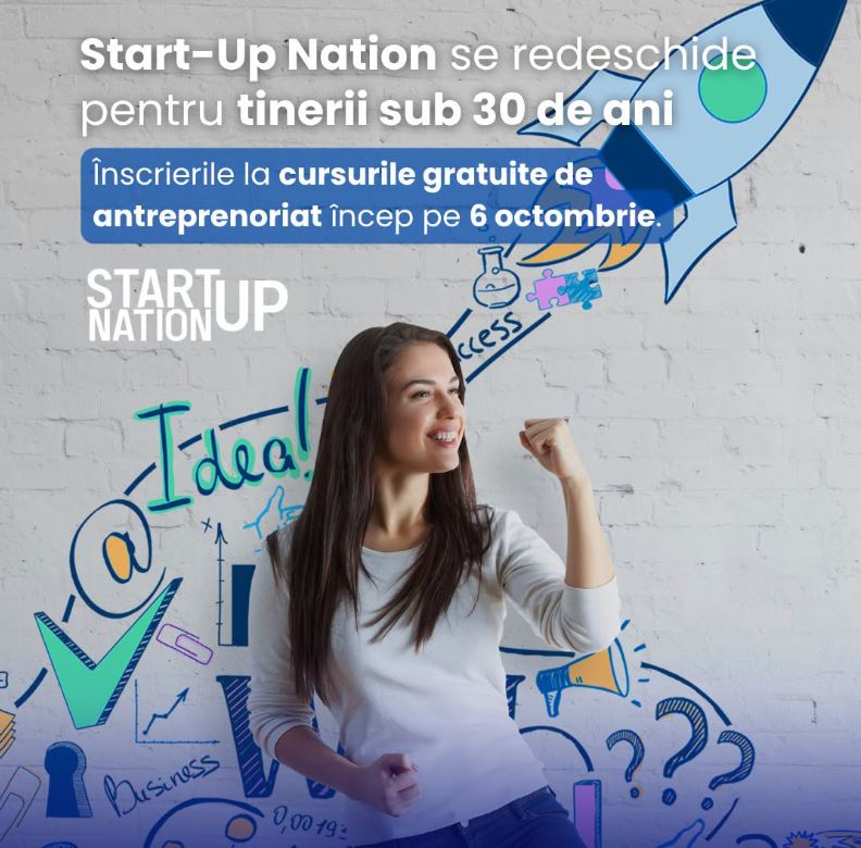 Start-Up Nation: 17.600 de tineri pot participa la cursuri gratuite de antreprenoriat